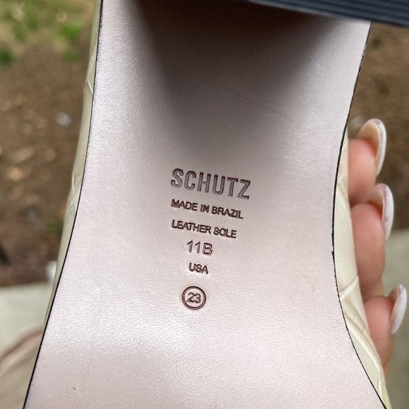 SCHUTZ Egg Shell Croc Embossed Black Block Heeled Short Boots - Picture 8 of 11